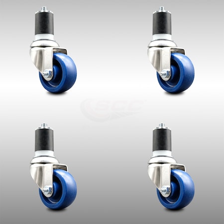 Service Caster 3.5 Inch 316SS Solid Polyurethane Swivel 1-7/8 Inch Expanding Stem Caster Set SCC-SS316EX20S3514-SPUS-178-4